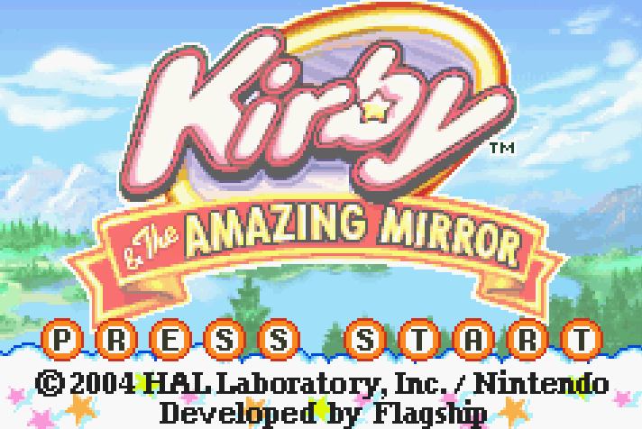 Kirby and The Amazing Mirror Title Screen